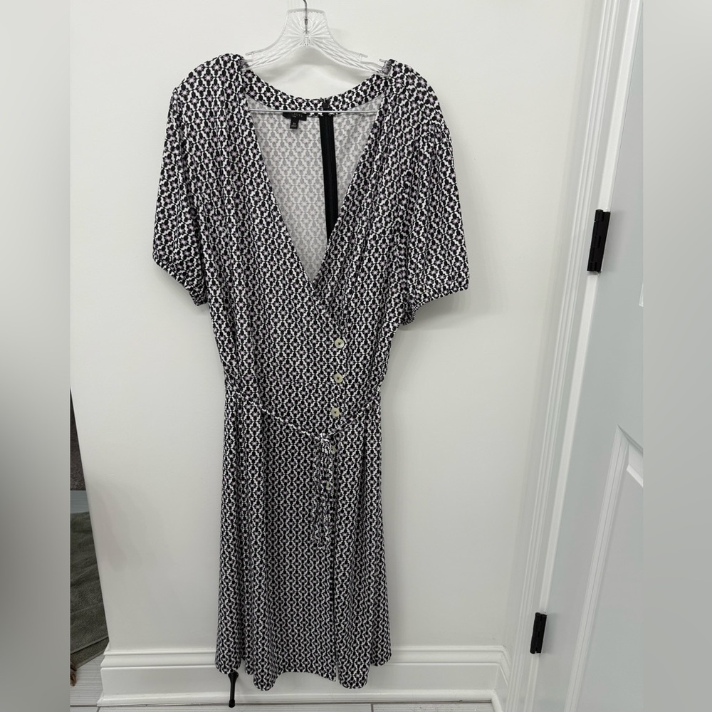 Talbots Black and Purple Patterned Maxi Dress